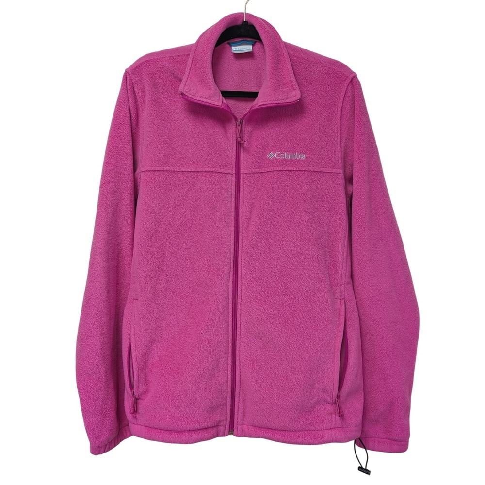 Columbia Medium Pink Fleece Full Zip Cozy Jacket w/ Zipper Pockets & Cinch Waist - Picture 3 of 15